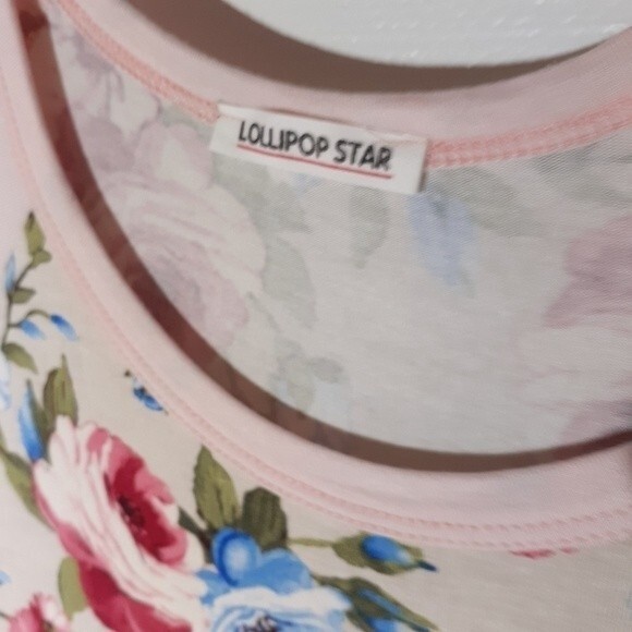 pink lily Lollipop star top pink floral m knit shirt  softcore balletcore new - Picture 5 of 7